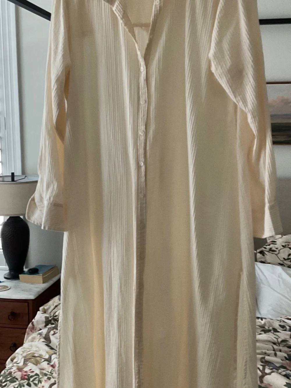 J Crew Long/Midi Beach Shirt Cover Up Medium Beige Cotton